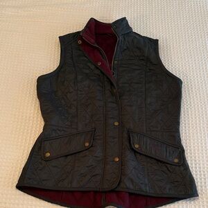 Barbour Black Quilted Vest with Red Lining